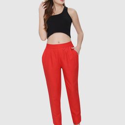 TITTLI Women Mid-Rise Comfort Straight Fit Pleated Silk Cigarette Trousers-image-89