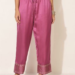 Fabindia Women Magenta Ethnic Motifs Printed Trouser-picture-5