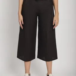 Purple State Women Comfort Cotton Culottes Trousers-image-75