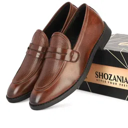 SHOZANIA Men Textured Leather Formal Loafers-picture-39