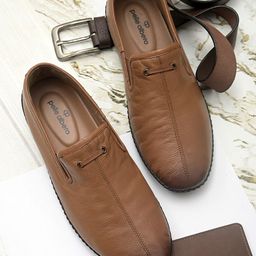 pelle albero Men Tan Leather Loafers-image-86