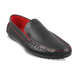 Metro Men Perforations Comfort Insole Leather Penny Loafers-image-18