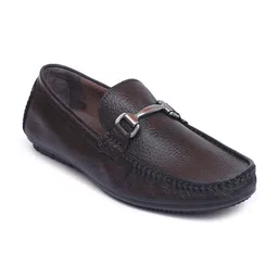 Zoom Shoes Men Textured Lightweight Buckle Detail Leather Loafers-image-68
