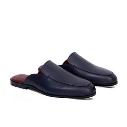 GRIFFIN Men Navy Blue Textured Leather Loafers-image-65