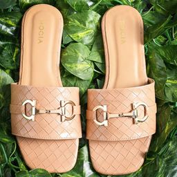 Rocia Women Beige Open Toe Flats with Buckles-8