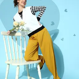 Berrylush Women Stylish Mustard Solid Elevated Bottom Trousers-image-75