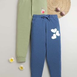 KiddoPanti Girls Pack Of 2 Printed Pure Cotton Joggers-image-85