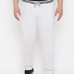 ARDEUR Men Plus Size Off White Solid Pure Cotton Joggers-picture-4