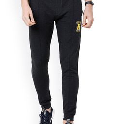 ARDEUR Men Charcoal-Grey Solid Cotton Joggers-6