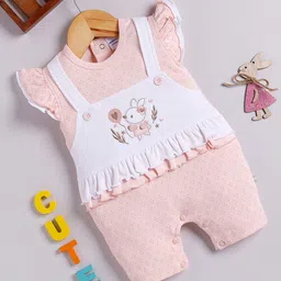 Moms Love Infant Girls Printed Cotton Rompers with Applique Detail-image-71