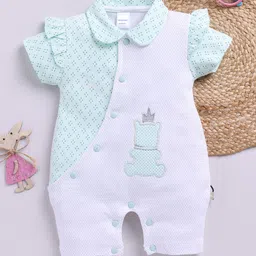 Moms Love Infant Girls Printed Cotton Rompers with Applique Detail-picture-48