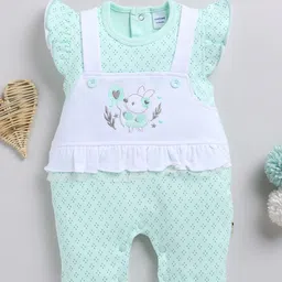 Moms Love Infant Girls Printed Cotton Rompers with Applique Detail-image-32