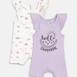 YK Organic Infant Girls Pack Of 2 Printed Organic Cotton Rompers-22