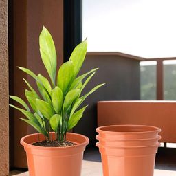 Kuber Industries 4-Pcs Orange-Colored Round Planters-34
