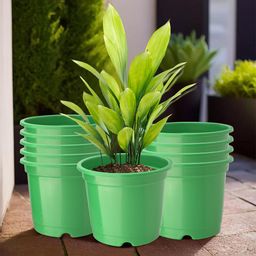 Kuber Industries 10-Pcs Green Round Planters-53