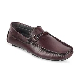 WALKWAY by Metro Men Burgundy Textured Loafers-image-82