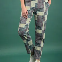 Dollar Missy Women Printed Relaxed Fit Cotton Trousers-image-27