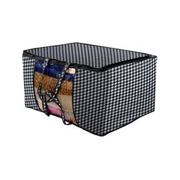 Stylista Black & White Checked Printed Water Resistant Blanket Storage Organiser-picture-32
