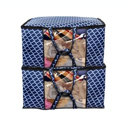 Stylista Blue & White 2 Pieces Printed Water Resistant Sweater Bag Organisers-19