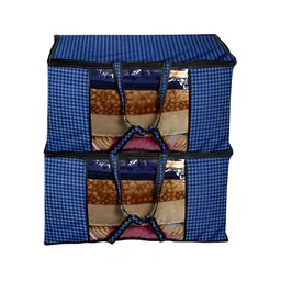 Stylista Blue 2 Pieces Checked Water Resistant Sweater Bags-15