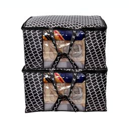 Stylista Grey & White 2Pcs Checked Water Resistant Multi-Utility Organisers-13