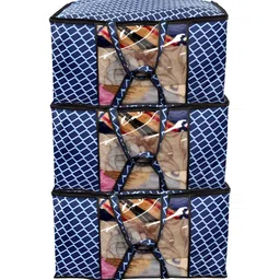 Stylista Blue & White 3 Pieces Printed Water Resistant Sweater Bag Organisers-8