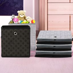 Kuber Industries Grey & Black 8 Pieces Printed Foldable Multi-Utility Organisers-48