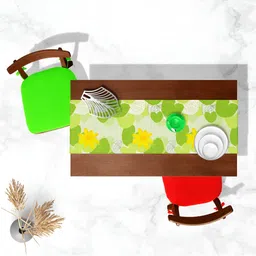 ArtzFolio Green & White Digital Printed Table Runner image 2