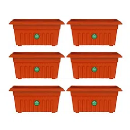 TRUSTBASKET 6-Pieces Brown Textured UV Treated Rectangular Planters image 3
