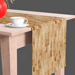 ArtzFolio Brown & Cream Geometric Printed Edge To Edge Table Runner image 3