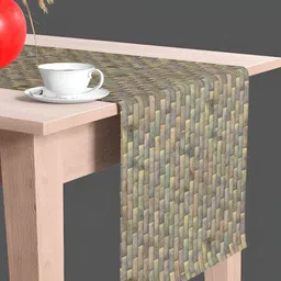 ArtzFolio Grey & Yellow Geometric-Printed Edge To Edge Table Runner image 2