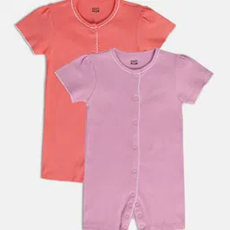 MINI KLUB Infant Girls Pack Of 2 Pure Cotton Rompers-picture-45