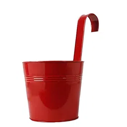 TRUSTBASKET Red Plain Round Railing Planter image 3