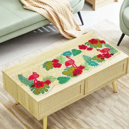 PURINA'S White & Green Beaded Rectangular Dining Table Runner image 2