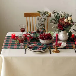 The Purple Tree Green & Red Checked Christmas Reactangular Table Runner image 4
