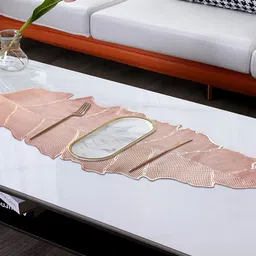 Dakshya Industries Copper Toned Leaf Shape Soft Table Runner image 5