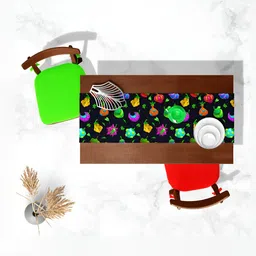 ArtzFolio Black Printed Rectangular Table Runner image 5