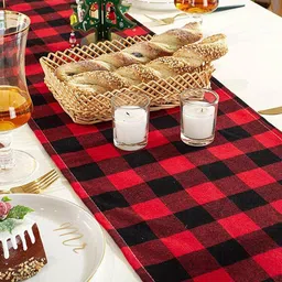 The Purple Tree Red & Black Checked Christmas Rectangular Table Runner image 2