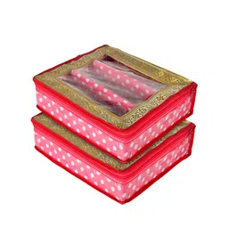 Kuber Industries Set Of 2 Pink & Gold-Coloured Printed Bangle Organizers-2