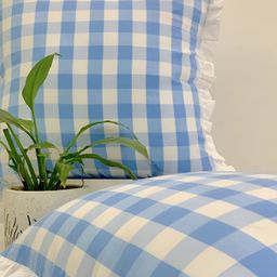 SLEEPY THREADS Turquoise Blue & White Set of 5 Checked Square Cushion Covers image 2