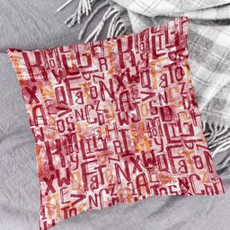 HOUZZCODE Red & White Set of 2 Abstract Square Cushion Covers image 4