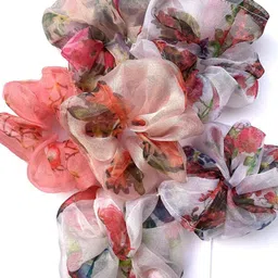 DN Creation Set Of 12 Printed Organza Ponytail Holders image 2