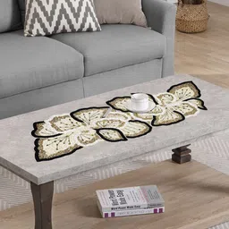 PURINA'S Beige & Black Beaded Rectangular Dining Table Runner image 2