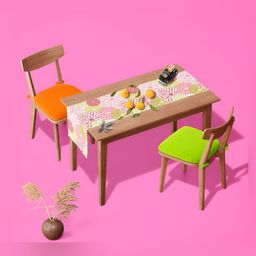 ArtzFolio Pink Geometric-Printed Edge To Edge Table Runner image 2