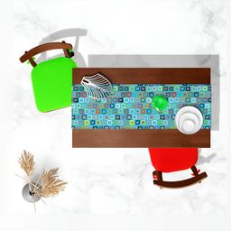 ArtzFolio Turquoise Blue Geometric Printed Rectangular Table Runner image 2