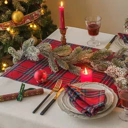 The Purple Tree Red & Blue Checked Christmas Rectangular Table Runner image 4