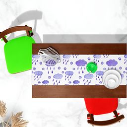 ArtzFolio White & Blue Printed Rectangular Table Runner image 2
