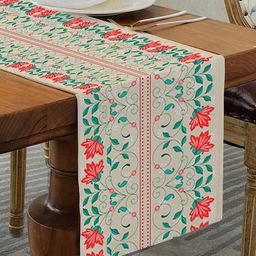 homewards Beige & Green Printed Table Runner image 3