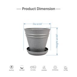 Nest&Vine Grey Rust-proof & Lightweight Recyclable Planter with Tray image 3