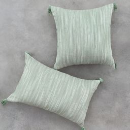 ALTROVE Green & Beige Striped Square Cotton Cushion Cover-17